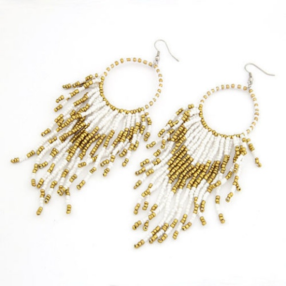 Tribal-Boho  Long tassel beads Earrings - Picture 1 of 6